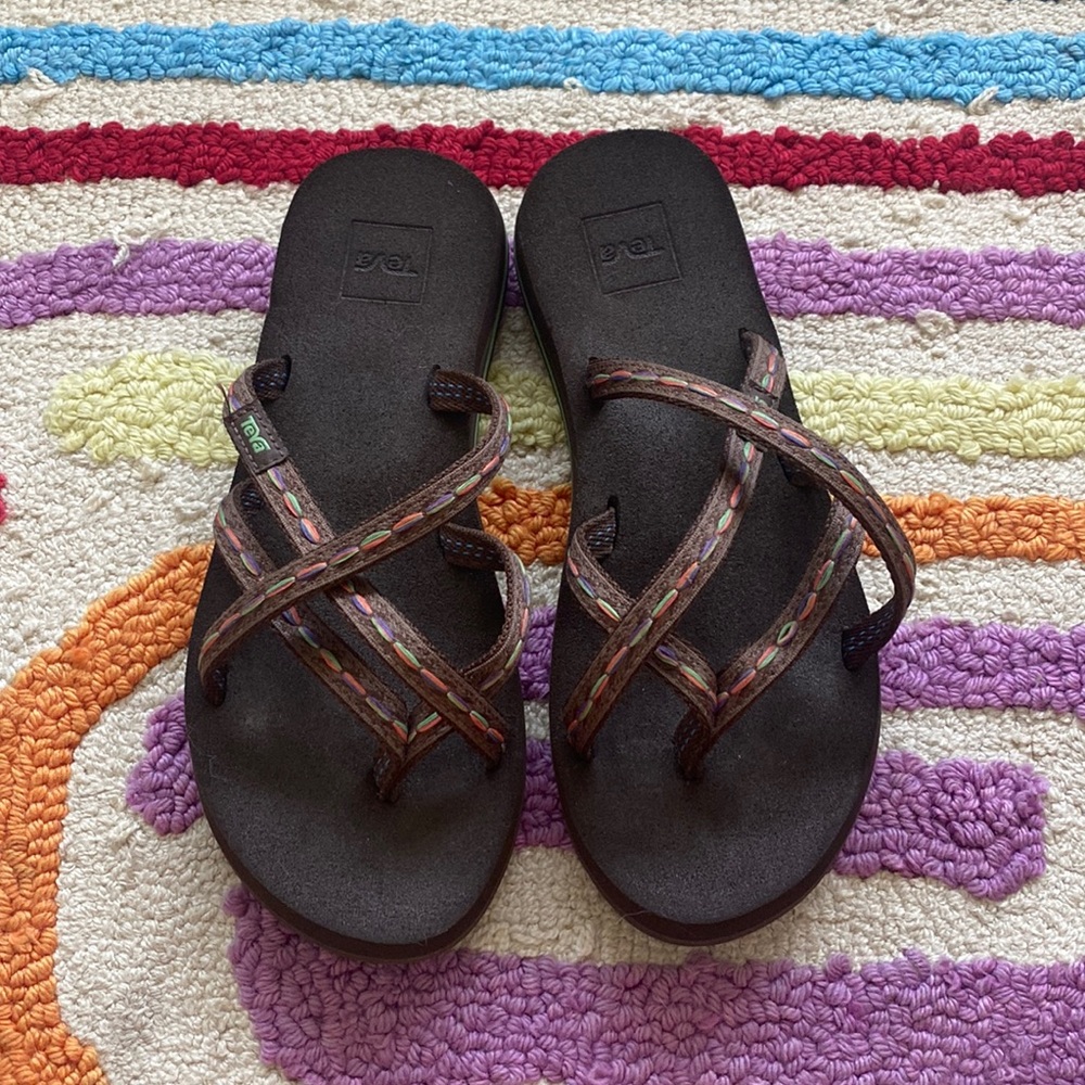Teva Embroidered Strap Flip Flop Sandals